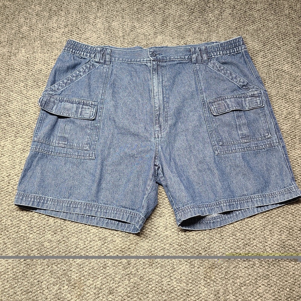 VTG St Johns Bay Cargo Shorts Mens 44 Blue Denim Camp Utility Hiking Outdoor Y2K